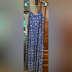 Xhilaration Blue and White Maxi Dress XXL